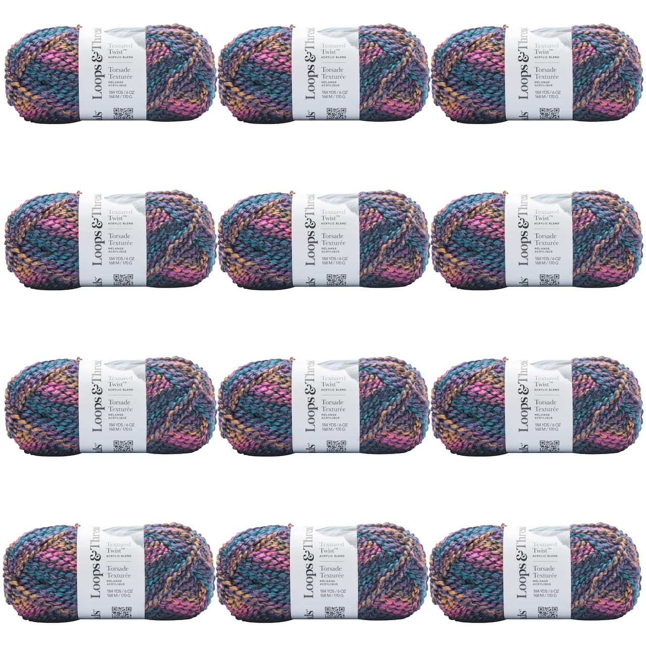 12 Pack: Textured Twist™ Yarn by Loops & Threads®